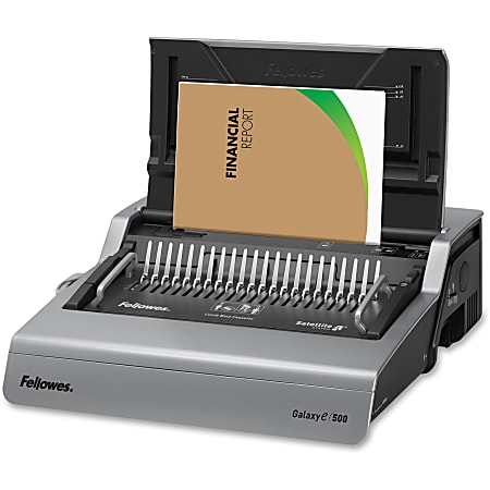 Fellowes&reg; Galaxy-E&trade; 500 Electric Comb Binding Machine With Starter Kit, Silver/Black