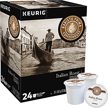 Barista Prima Coffeehouse Single Serve Coffee K Cup Pods Italian Roast  Carton Of 24 - Office Depot