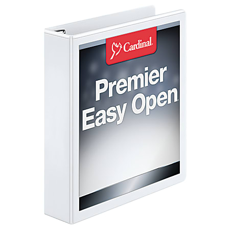 Cardinal® EasyOpen™ ClearVue™ Locking View 3-Ring Binder, 1 1/2" D-Rings, 52% Recycled, White