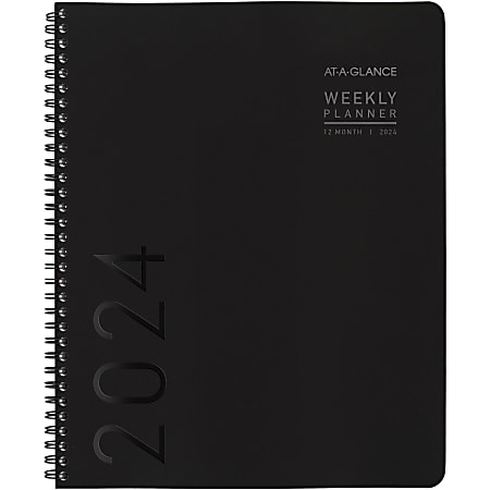 2024 AT-A-GLANCE® Contemporary Lite Weekly/Monthly Planner, 8-1/4" x 11", Black, January To December 2024, 7095XL05