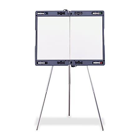 Ghent Portable Non-Magnetic Dry-Erase Whiteboard Presentation Easel, 35 1/2" x 23 1/2", Metal Frame With Gray Finish