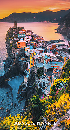 2025 Willow Creek Press 2-Year Monthly Checkbook/Calendar, 3-1/2” x 6-1/2, Italy, January 2025 To December 2026, 47019