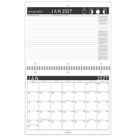 AT-A-GLANCE® Contemporary 2027 Monthly Wall Calendar, Small, 11" x 8 1/2"
