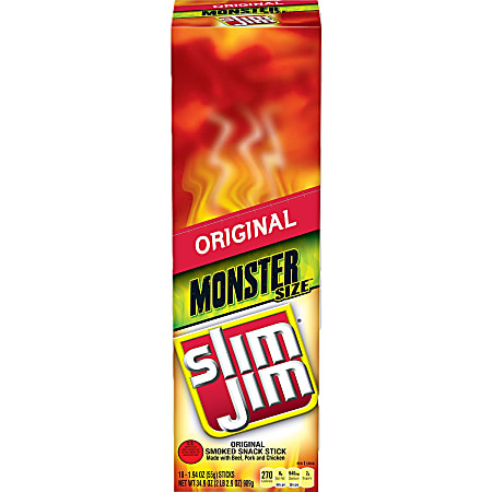 Slim Jim Monster Original Snack Sticks, 1.94 Oz, Pack Of 18 Snack Sticks