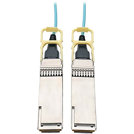 Eaton Tripp Lite Series QSFP28 to QSFP28 Active Optical Cable - 100GbE, AOC, M/M, Aqua, 30M (98.42 ft.) - 98 ft Fiber Optic Network Cable
