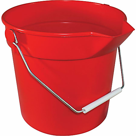 Impact 10-quart Deluxe Bucket - 2.50 gal - Handle, Spill Resistant, Embossed, Acid Resistant, Alkali Resistant, Chemical Resistant, Heavy Duty, Rugged - 10.2" x 11.1" - Polypropylene - Red - 1 Each