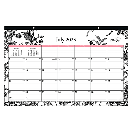 2023-2024 Blue Sky™ Monthly Academic Desk Pad Calendar, 17" x 11", Analeis, July 2023 to June 2024, 130617-A