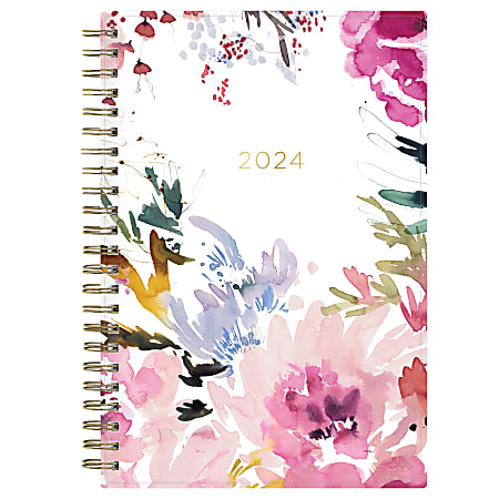 2024 Blue Sky™ Kelly Ventura Magenta Blooms Weekly/Monthly Planning Calendar, 5" x 8", January to December