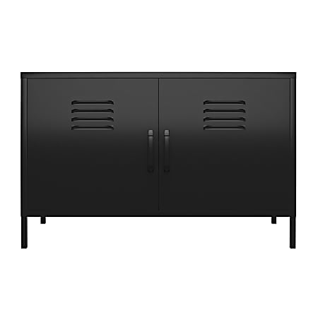 Ameriwood Home Mission District 2-Door Metal Locker Accent Cabinet, 25-1/4"H x 39-3/8"W x 15-3/4"D, Black