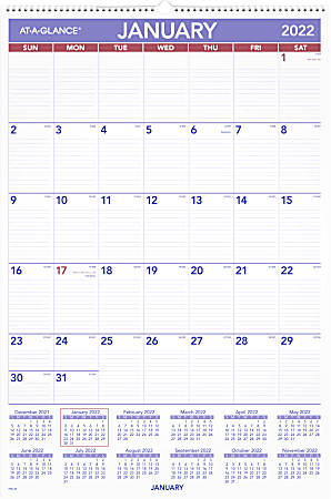 AT A GLANCE Monthly Wall Calendar 20 x 30 January To December 2022 PM428 - Office  Depot