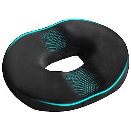 AllSett Health® Donut Coccyx And Hemorrhoid Pillow With Non-Slip Washable Cover, 3"H x 6-1/8"W x 16"D, Black