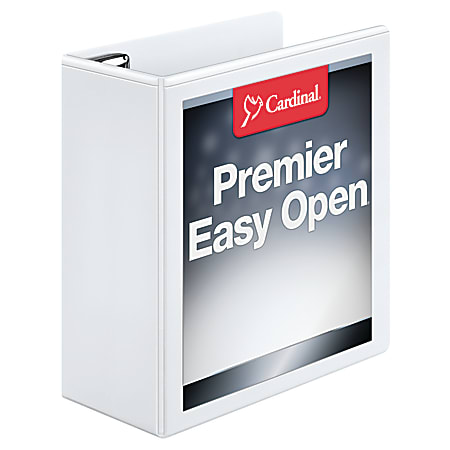Cardinal® EasyOpen™ ClearVue™ Locking View 3-Ring Binder, 4" D-Rings, 52% Recycled, White