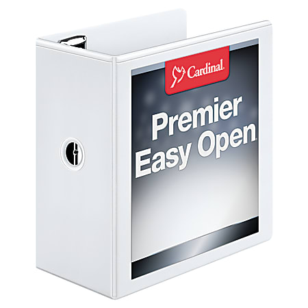 Cardinal® EasyOpen™ ClearVue™ Locking View 3-Ring Binder, 5" D-Rings, 52% Recycled, White