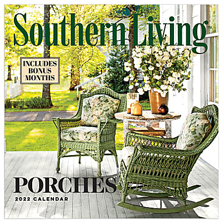 TF Publishing Scenic Wall Calendar, 12" x 12", Southern Living: Porches, January To December 2022