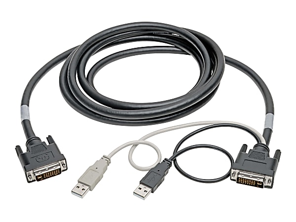 Tripp Lite DVI to USB-A Dual KVM Cable Kit 2x Male 2x Male 1080p @60Hz 10ft - First End: 1 x DVI-I (Dual-Link) Male Digital Video - Second End: 1 x DVI-I (Dual-Link) Male Digital Video, Second End: 2 x USB Type A Male - 60 MB/s - Black