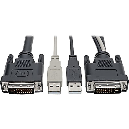 Tripp Lite DVI to USB-A Dual KVM Cable Kit 2x Male 2x Male 1080p @60Hz 10ft - First End: 1x DVI-I (Dua - P760010DVI