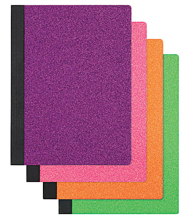 Office Depot® Glitter Composition Book, 7 1/4" x 9 3/4", Wide Ruled, 200 Pages (100 Sheets), Assorted Colors
