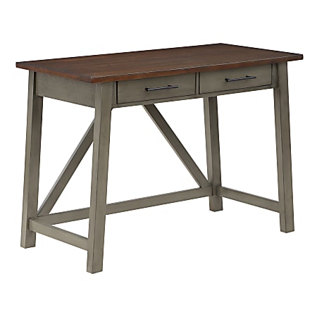 Office Star™ Milford 42"W Rustic Writing Desk, Slate Gray