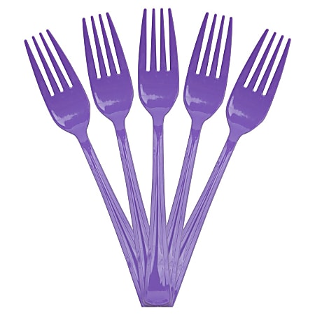 JAM PAPER Premium Utensils Party Pack, Plastic Forks, Purple, 48 Disposable Forks/Pack 