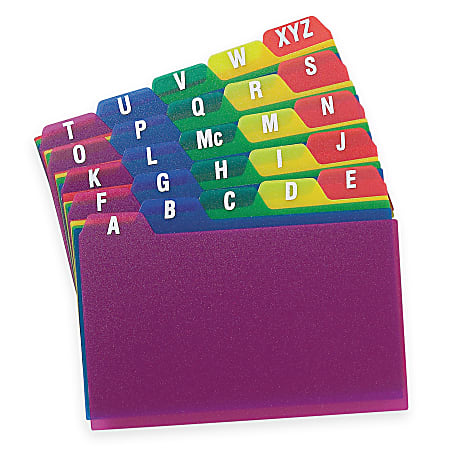 Oxford® Poly Card Guides, A-Z, 3" x 5", Assorted Colors