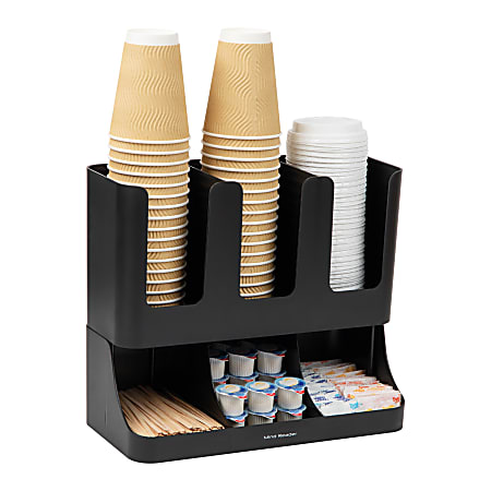 Mind Reader Anchor Collection 6-Compartment 2-Tier Coffee Condiment And Cup Organizer, 11.5"H x 6-32/5"W x 13"D, Black