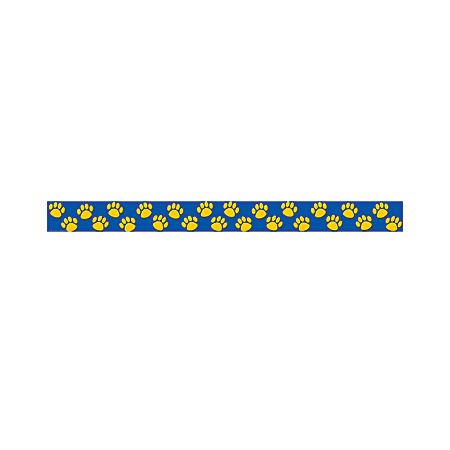 Teacher Created Resources Border Trim, 3" x 35" Strips, Blue With Gold Paw Prints, Pack Of 12