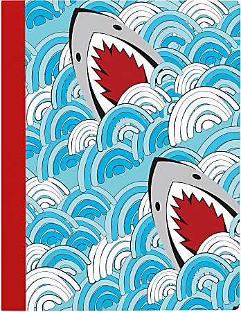 Office Depot® Brand Fashion Composition Notebook, 7-1/2" x 9-3/4", Wide Ruled, 160 Pages (80 Sheets), Sharks