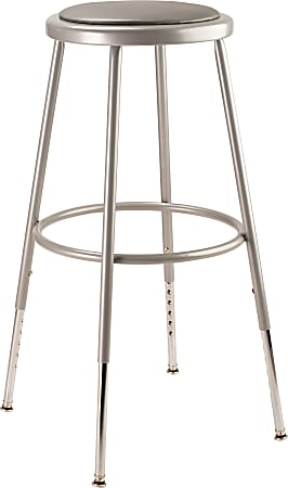 National Public Seating Adjustable Vinyl-Padded Task Stool, 25" - 32 1/2"H, Gray