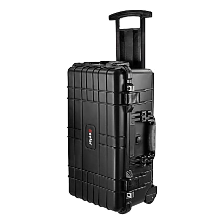 eylar Polypropylene SA00034 Carry-On Travel Roller Waterproof Equipment Hard Transport Roller Case With Foam Insert, 9”H x 13-13/16”W x 22”D, Black