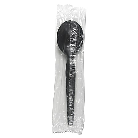 Boardwalk® Heavyweight Wrapped Polystyrene Soup Spoons, Black, Pack Of 1000 Spoons