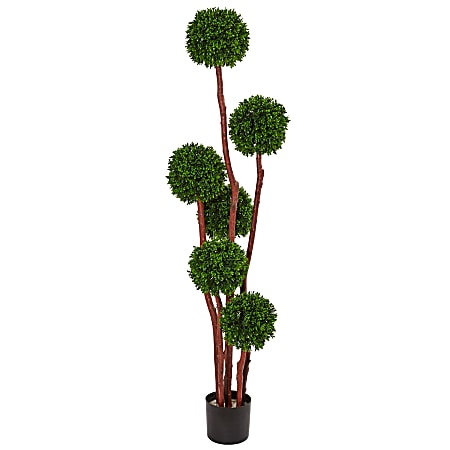 Nearly Natural Boxwood 60”H Artificial UV Resistant Indoor/Outdoor Tree, 60”H x 18”W x 18”D, Green