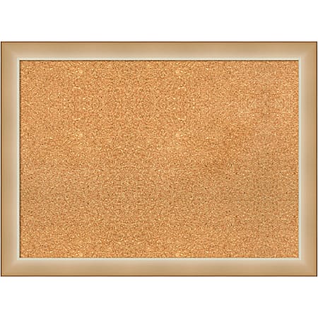 Amanti Art Rectangular Non-Magnetic Cork Bulletin Board, Natural, 31” x 23”, Eva Ombre Gold Narrow Plastic Frame