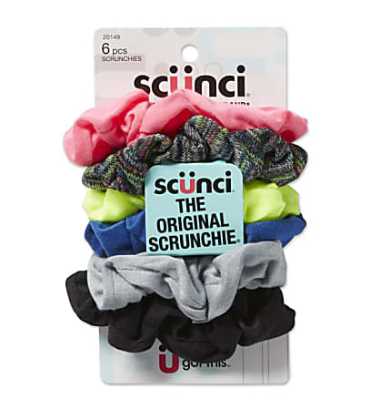 Conair® Scunci Fabric Scrunchies, 3", Neon, Pack Of 6 Scrunchies