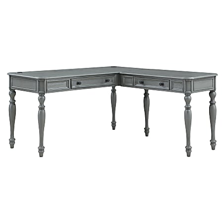 Office Star™ Country Meadows 60"W L-Shaped Computer Desk With Power, Plantation Gray