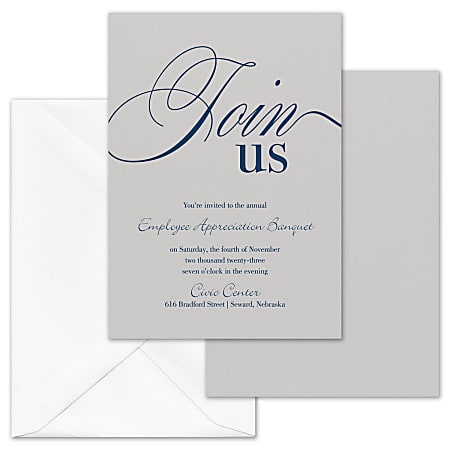 Custom Shaped Event Invitations With Envelopes, Elegant Rendezvous, 5" x 7", Box Of 25 Invitations