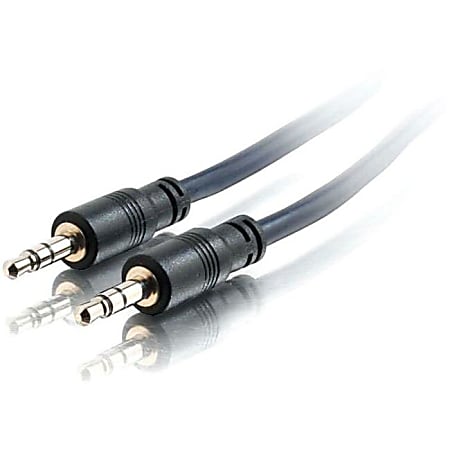 C2G 25ft Plenum-Rated 3.5mm Stereo Audio Cable with Low Profile Connectors - 25 ft Audio Cable - First End: 1 x Mini-phone Male Stereo Audio - Second End: 1 x Mini-phone Male Stereo Audio - Shielding - Black