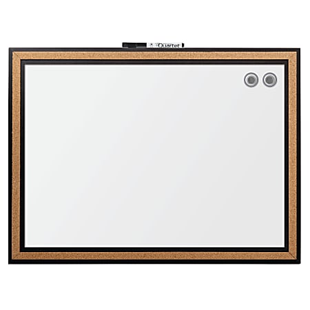 Quartet® Magnetic Dry-Erase Whiteboard, 17" x 23", Cork Frame With Brown Finish
