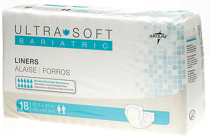 Ultra-Soft Plus Cloth-Like Liners, Bariatric, White, 18 Liners Per Bag, Case Of 4 Bags