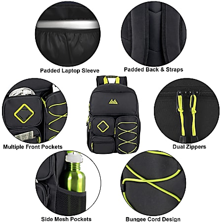 Summit Ridge Bungee Multi Pocket Backpack With 45 Piece School Supply ...