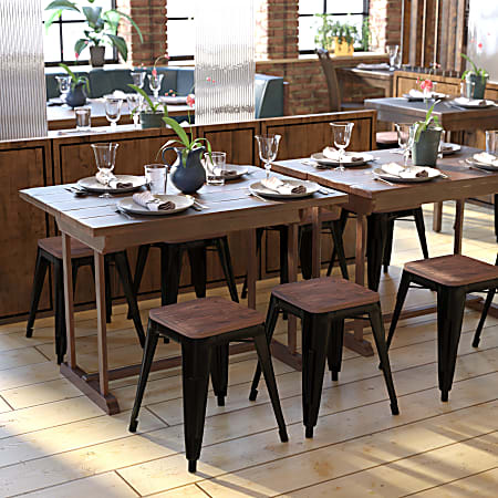 Flash Furniture Backless Table-Height Stools With Wooden Seats,