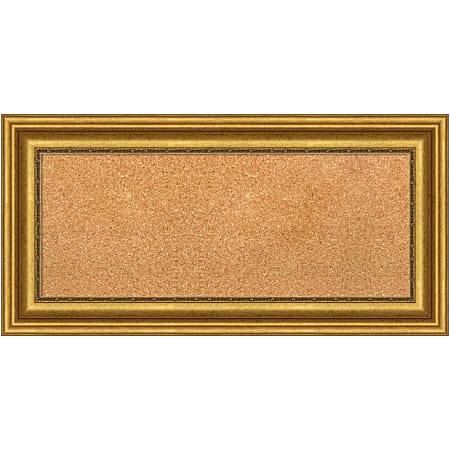 Amanti Art Non-Magnetic Cork Bulletin Board, 36" x 18", Natural, Parlor Gold Plastic Frame