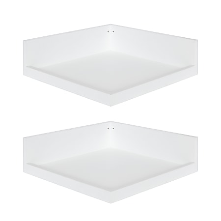Uniek Kate And Laurel Levie Wall Shelves, 3-1/2”H x 12”W x 12”D, White,  Set Of 2 Shelves