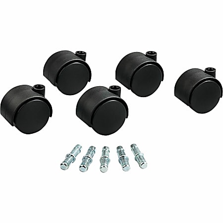 Master Caster Hard Floor Duet Casters, 2" Diameter, B/K Stems, Hard Wheels, Black