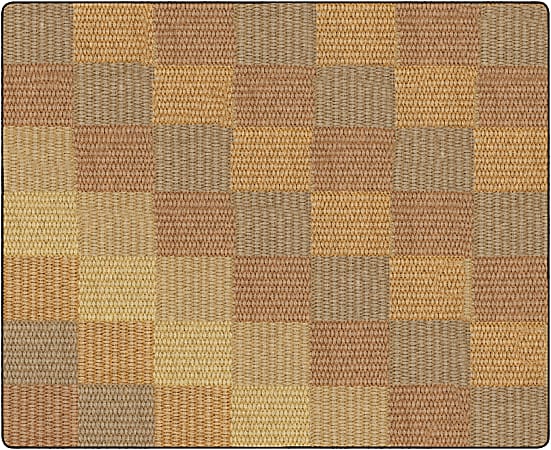 Flagship Carpets Basketweave Blocks Classroom Rug, 10 1/2' x 13 3/16', Brown