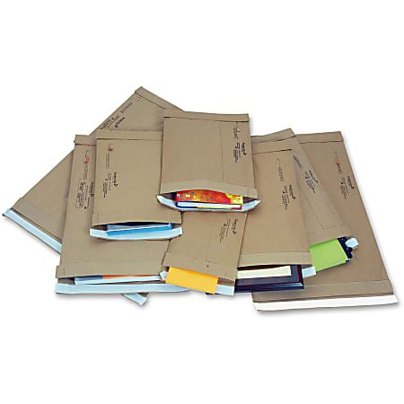 Jiffy Mailer Jiffy Padded Mailers - Multipurpose - #0 - 6" Width x 10" Length - Flap - Kraft - 250 / Carton - Natural Kraft, Satin Gold