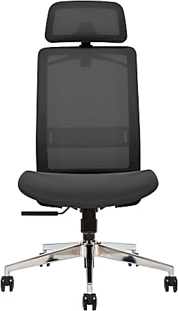 Sinfonia Sing Ergonomic Mesh High-Back Task Chair, Armless, Headrest, Black