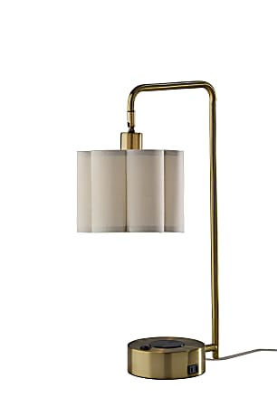 Adesso Dover Supercharger 22.25"H Desk Lamp, Beige/Antique Brass