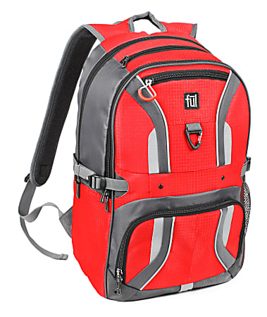 ful® Momentor Laptop Backpack, Red/Gray