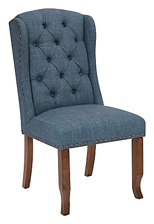 Ave Six Jessica Tufted Wing Chair, Navy/Coffee