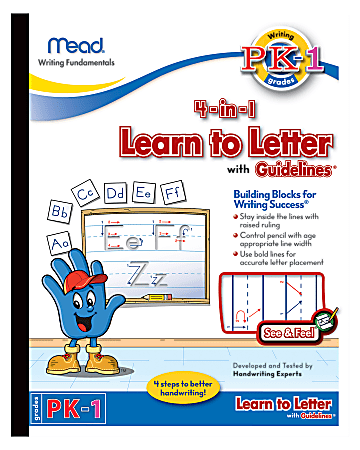 Mead® Academie Jr.™ Learn To Letter With Guidelines Tablet, 8" x 10", 40 Sheets